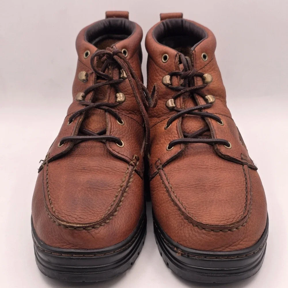 Justin Boots Mens 11 Brown Leather Chukka Moc Toe Ankle Lace Up Casual 991 Rodeo